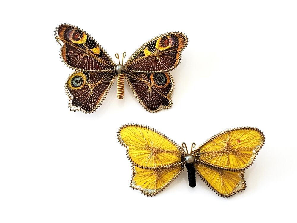Pair of Vintage Bavarian Butterfly Brooches